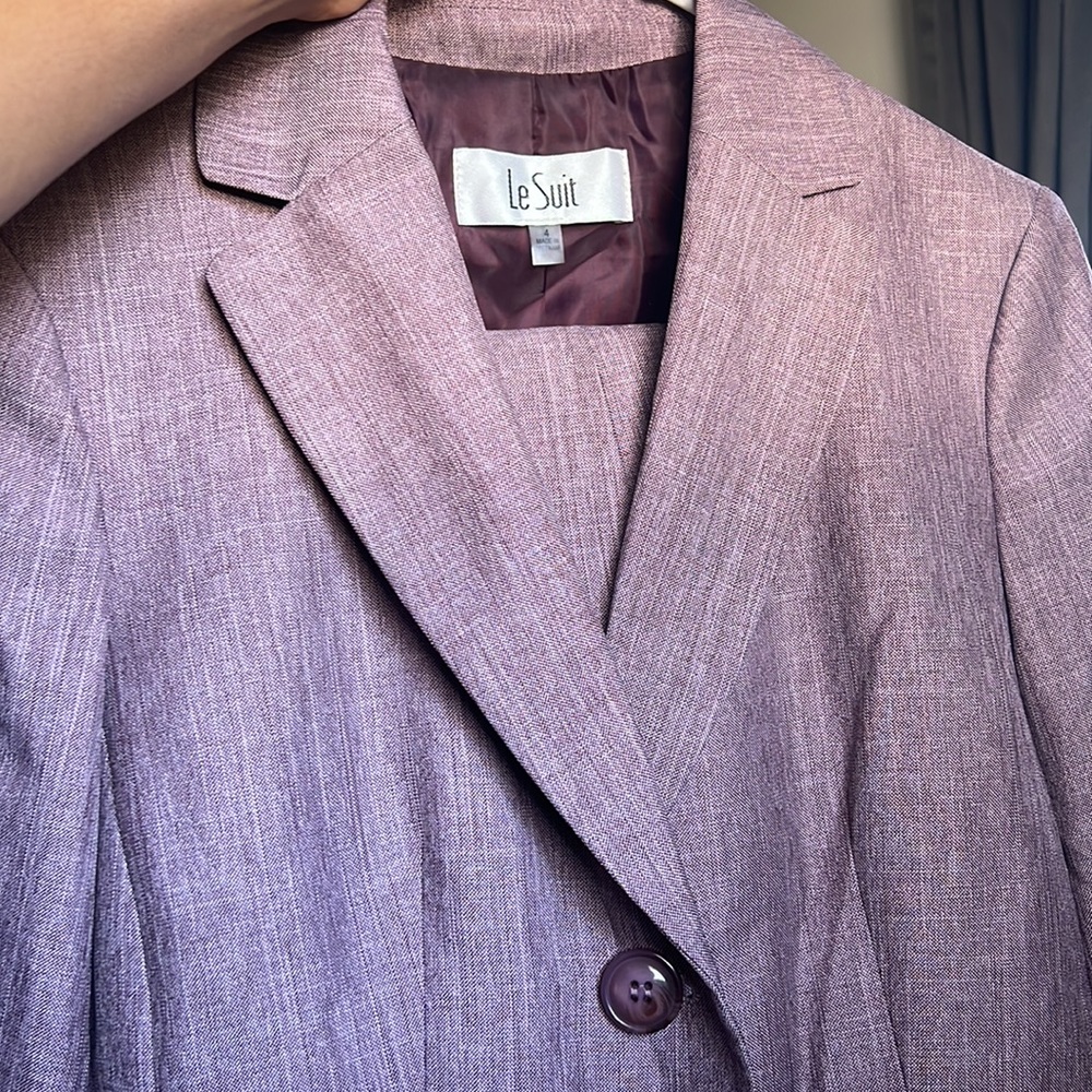 Le Suit Womens 2 Piece Pant Suit Two-Button Blazer